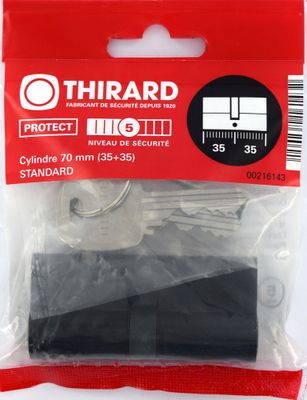 Cylindre de serrure standard 35 x 35 mm noir 3 clés THIRARD