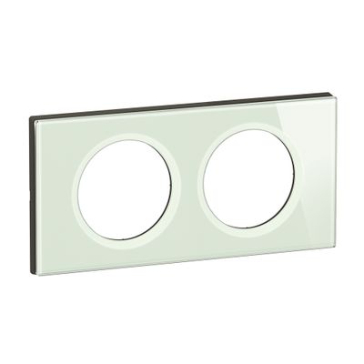 Plaque de finition 2 postes Verre opale blanc - Céliane LEGRAND