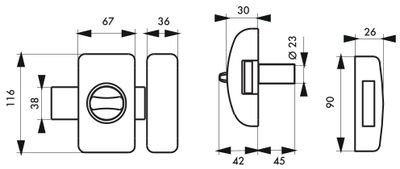 Verrou de porte d'entrée universel à bouton et cylindre 45 mm argent 4 clés THIRARD