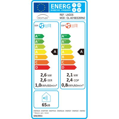 Climatiseur mobile réversible LAGOS 9000 BTU (2,6 kW froid / 2,1 kW chaud) - DOMAIR
