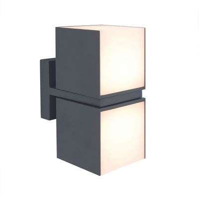 Applique extérieur LED 2 têtes orientables Cuba gris IP54 1000 lumens blanc chaud - COREP