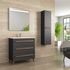 Meuble de salle de bains 3 tiroirs L79 x H84 x P45 cm mélaminé anthracite noyer Nilsa