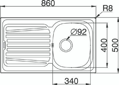 Evier de cuisine inox gris 86x50 cm 1 bac 1 egouttoir Sparta - NORD INOX