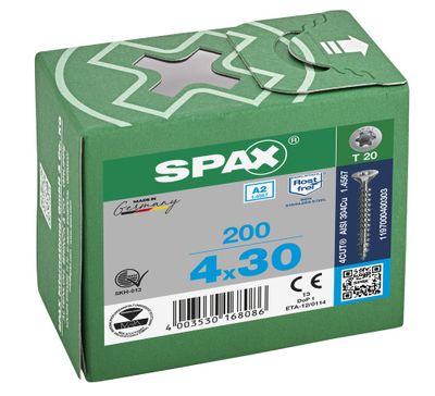 Vis inox tête fraisée T-star 4 x 30 mm par 200 SPAX