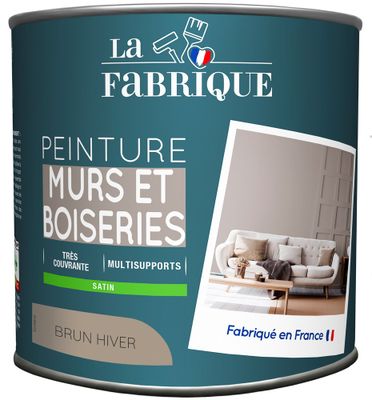Peinture mur et boiserie Brun Hiver satin 0,5 L - LA FABRIQUE