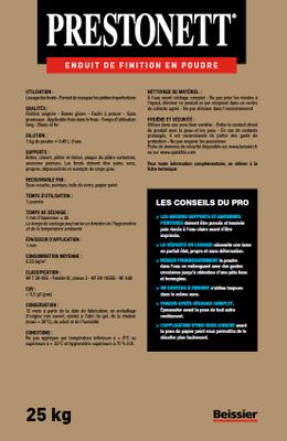 Enduit de finition "F" 25 kg PRESTONETT