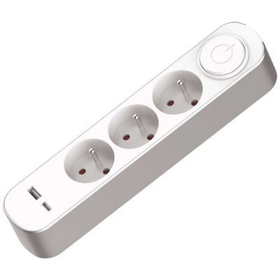 Multiprise avec interrupteur 3 prises + USB A + USB C 1m blanc - GEFOM