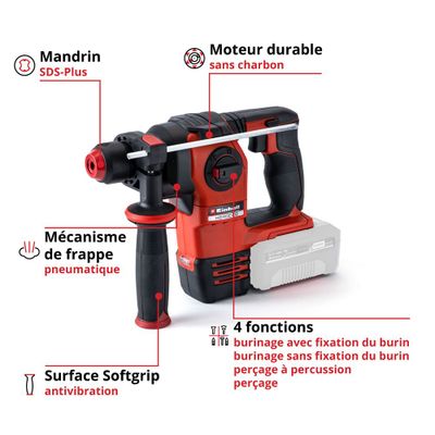 Marteau perforateur burineur sans fil 18 V sans batterie HEROCCO EINHELL