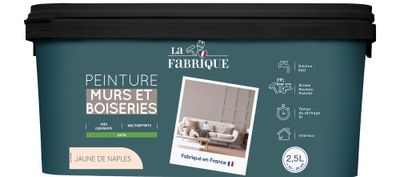 Peinture mur et boiserie Jaune de Naples satin 2,5 L - LA FABRIQUE