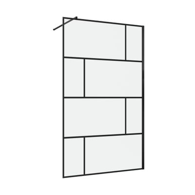 Paroi de douche à l'italienne 120x195 cm profilé noir verre transparent 5 mm Bricks - AURLANE