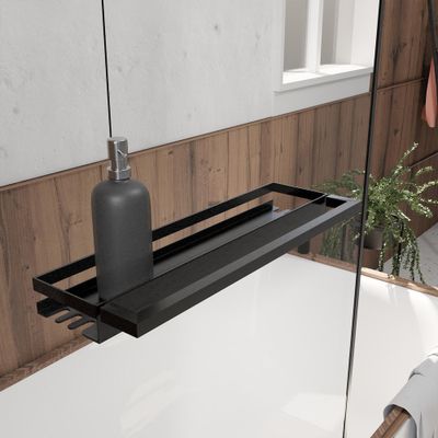Pare-baignoire rabattable avec profilés noir mat 140x80 cm Dark Edge AURLANE