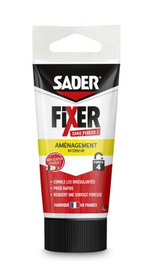 Mastic colle de fixation Fixer Sans Percer aménagement intérieur tube 70 g - SADER