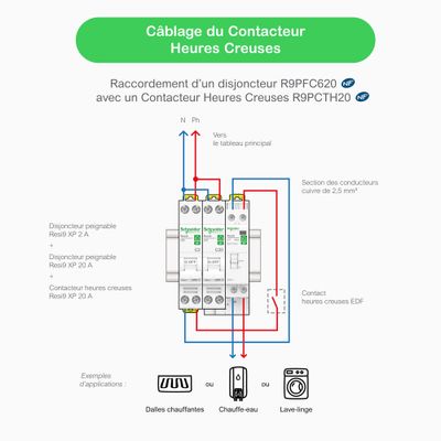 Contacteur jour nuit 20A 2NO peignable - Resi9 XP SCHNEIDER ELECTRIC