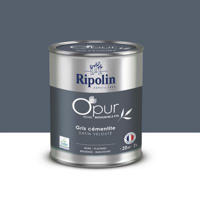 Peinture O'PUR Satin Gris CEMENTITE 2 L - RIPOLIN