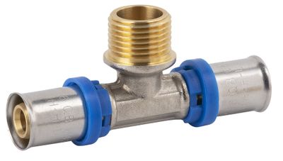 Té égal mâle 3/4 à sertir pour tube multicouche Ø 20 mm - QUICK PLOMBERIE