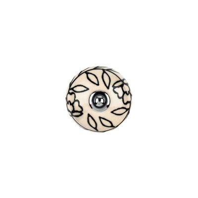 Bouton de meuble boule porcelaine fleur diamètre 40 mm REI