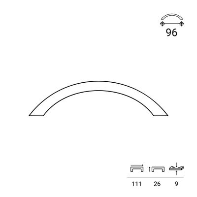 Poignée de meuble tirette nickel satiné entraxe 96 mm REI