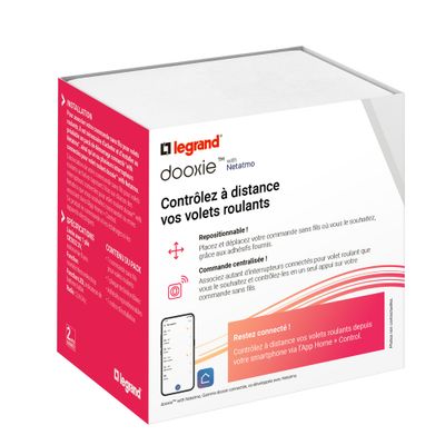 Commande volet roulant connectée sans fil + plaque Blanc - Dooxie with Netatmo LEGRAND