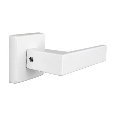 Poignée de porte sur rosaces carrées sans trou Loft blanc mat ALPERTEC