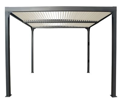 Pergola bioclimatique autoportante en aluminium PER3630BIW gris 10,8 m², Livraison à domicile incluse - HABRITA