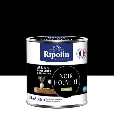 Peinture murs, boiseries et radiateurs noir houvert satin 0,5 L - RIPOLIN
