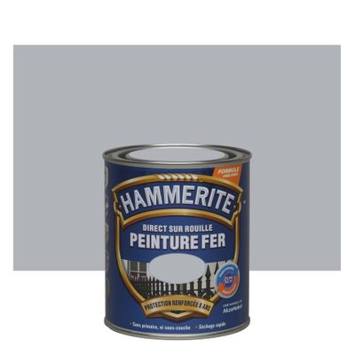 Peinture fer extérieur direct sur rouille finition martelé gris argent 0,75 L - HAMMERITE