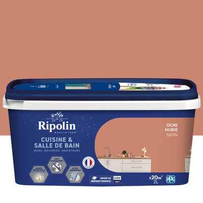 Peinture Cuisine & Bain Ocre Nubie satin 2 L - RIPOLIN