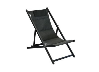 Chaise de jardin pliante LENA chilienne aluminium graphite chevron, Livraison à domicile incluse - PROLOISIRS