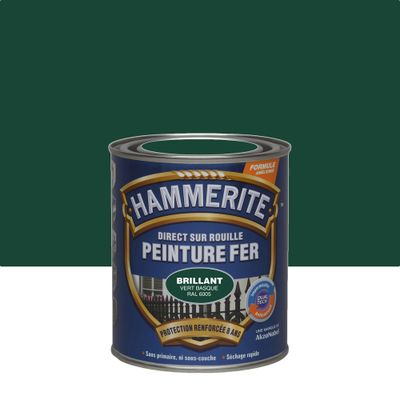 Peinture fer extérieur direct sur rouille Finition vert basque RAL 6005 Brillant 0,75 L - HAMMERITE