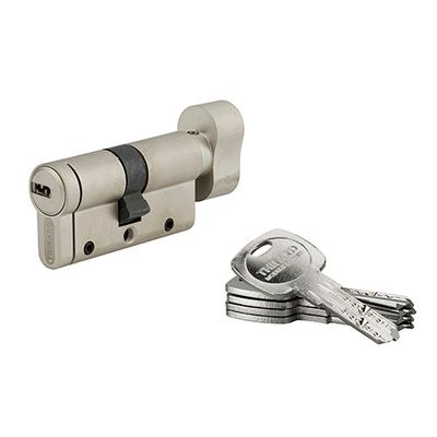 Cylindre de serrure double entrée 30 x 30 mm Trafic 12 très haute sécurité nickelé 5 clés THIRARD