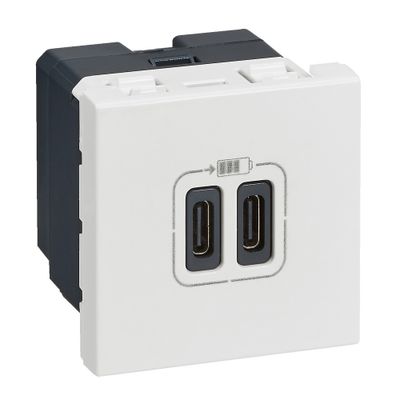 Prise encastrable double USB-C 2 modules Blanc - Mosaic LEGRAND