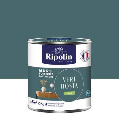 Peinture murs, boiseries et radiateurs vert hosta satin 0,5 L - RIPOLIN