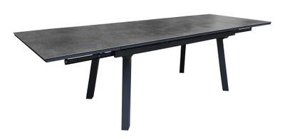 Table de jardin à rallonge AGRA aluminium et céramique gris 150/200/250x90cm - PROLOISIRS