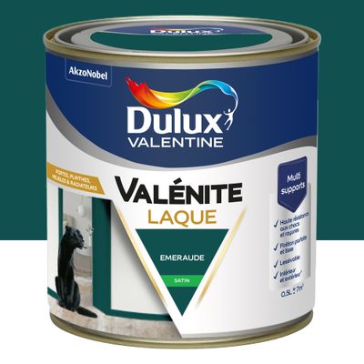 Peinture Boiseries Laque Acrylique Valénite Emeraude Satin 0,5 L - DULUX VALENTINE