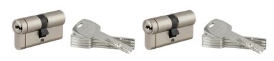 Cylindre de serrure double entrée  s'entrouvant 30 x 30 mm Transit 1 haute sécurité nickelé par 2 THIRARD