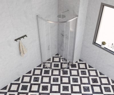 Accès d'angle coulissant 1/4 de cercle 80x80x185 cm profilé chrome verre transparent 4 mm Primera - OCEA