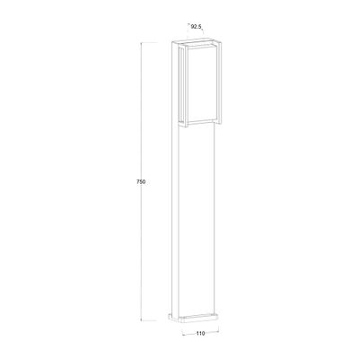 Borne extérieur LED 75cm Qubo gris IP54 1100 lumens blanc chaud - COREP