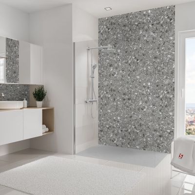 Panneau mural de douche 150x255 cm terrazo granit DécoDesign Softtouch - SCHULTE