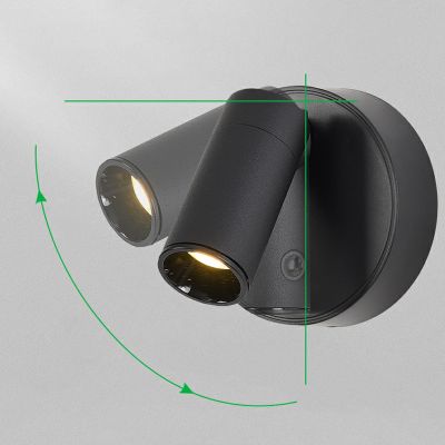 Spot LED mural en saillie orientable et sans fil blanc dynamique CCT Noir - Noli ARLUX