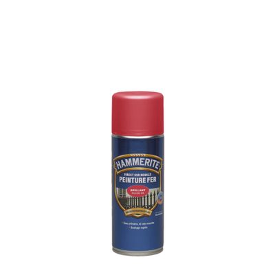 Peinture aérosol fer extérieur direct sur rouille Brillant Rouge Vif 400 mL - HAMMERITE