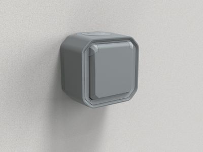 Prise 2 pôles + terre saillie gris Plexo IP55 LEGRAND