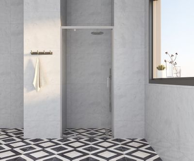 Porte de douche pivotante 90x185 cm profilé chrome verre transparent 4 mm Primera - OCEA
