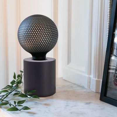 Lampe à poser cylindrique en métal noir E27 60W XANLITE