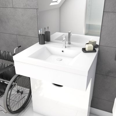 Meuble ensemble salle de bains PMR 70 x 89 x 50 cm MDF blanc