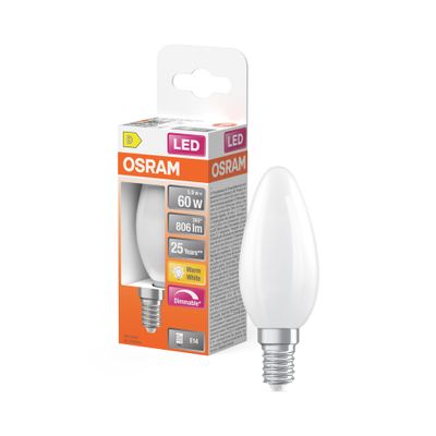 Ampoule LED E14 flamme dépolie variable 6.5W=806 lumens blanc chaud OSRAM