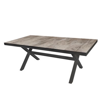 Table de jardin fixe HORTENSE céramique amande chassis + plateau 200 x 100 cm