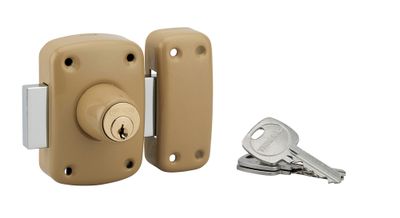 Verrou de porte d'entrée vitrée Corvette à cylindre double entrée 40 mm doré 3 clés THIRARD
