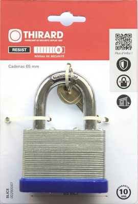 Cadenas à clé haute sécurité largeur 65 mm THIRARD