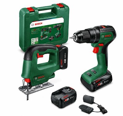 Perceuse à percussion + scie sauteuse sans fil 18 V UniversalImpact + EasySaw (1 batterie 2,5 Ah offerte) - BOSCH