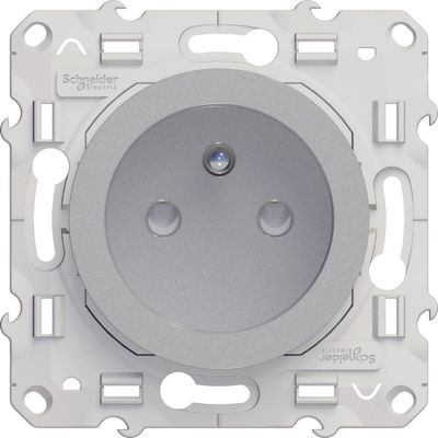 Prise 2 pôles + terre aluminium - Odace 2011 SCHNEIDER ELECTRIC